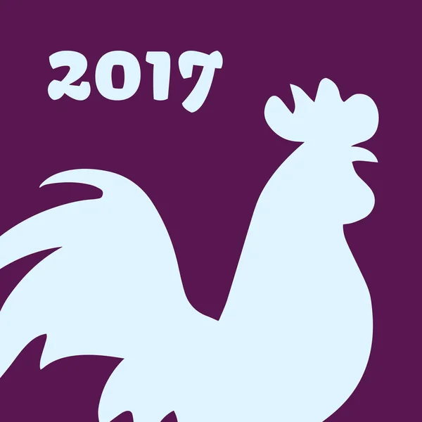 Rooster silhouettes isolated in colour. Symbol of New Year 2017 — Stock Vector