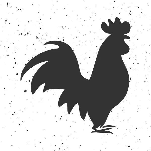 Siluetas de gallo aisladas en blanco y negro. Símbolo del Año Nuevo — Archivo Imágenes Vectoriales