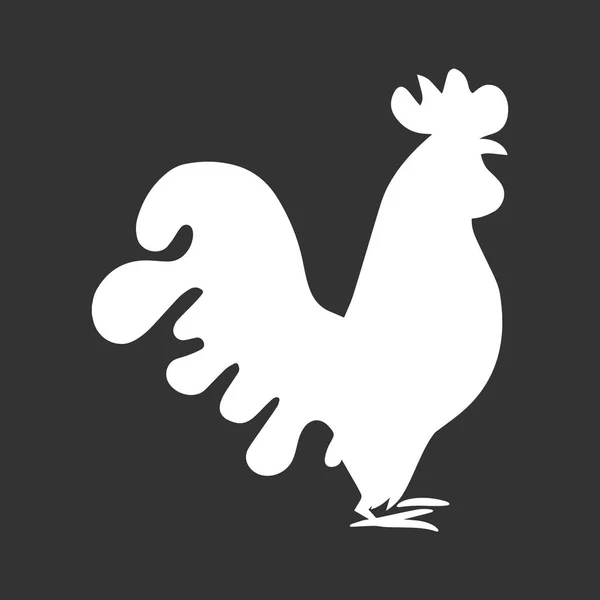 Siluetas de gallo aisladas en blanco y negro. Símbolo del Año Nuevo — Archivo Imágenes Vectoriales