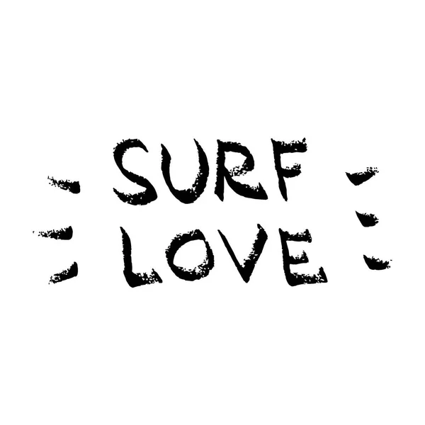Adoro letras de surf. Citação de verão, letras pretas no backgr branco — Vetor de Stock