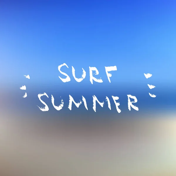 Surf summer lettering. Summer quote, white letters on blue and g — Stock Vector