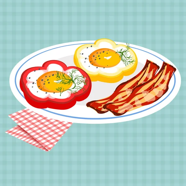 Vetor ilustração colorida de café da manhã saboroso — Vetor de Stock