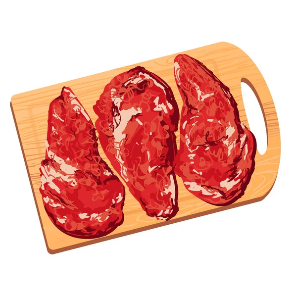 Ilustração colorida de pedaços de carne — Vetor de Stock