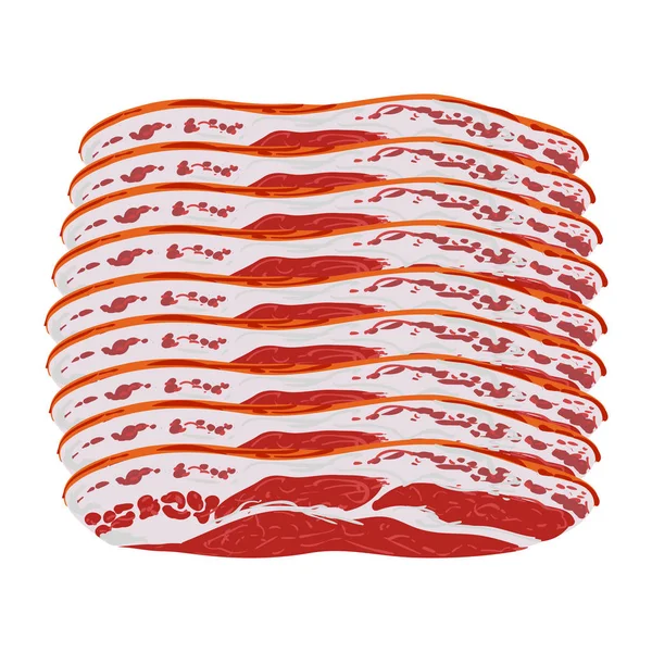 Fatias finas fatiadas bacon fresco —  Vetores de Stock