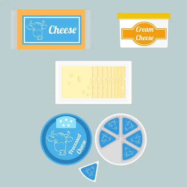 Illustrazione del formaggio nella confezione — Vettoriale Stock