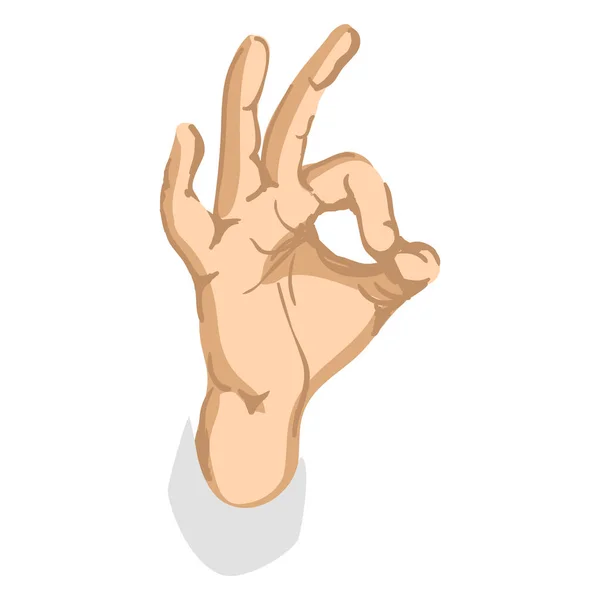 Grafica dell'icona del gesto della mano OKAY realistica — Vettoriale Stock