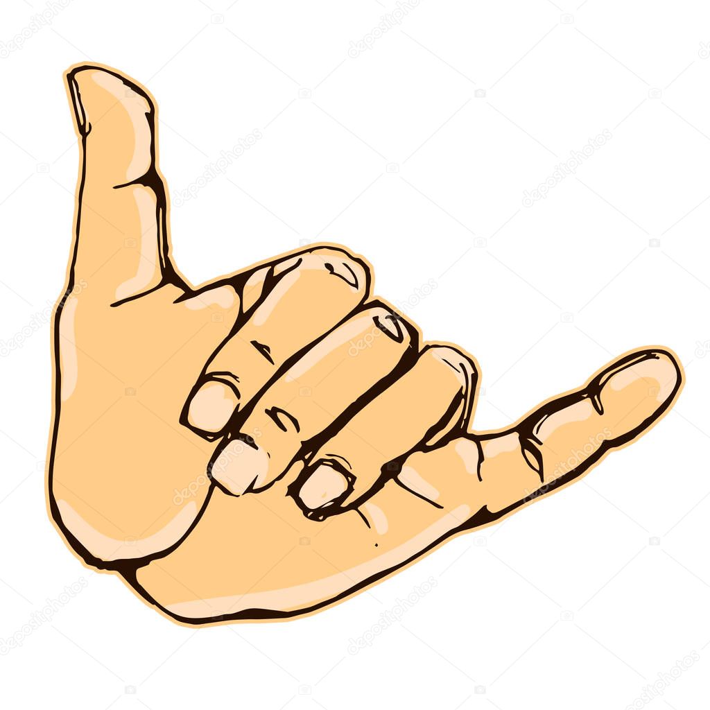 Realistic shaka hand gesture icon graphic