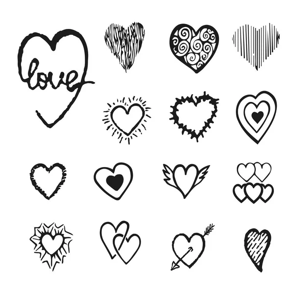 Hand drawn hearts. Design elements for Valentine day. — Stock Vector