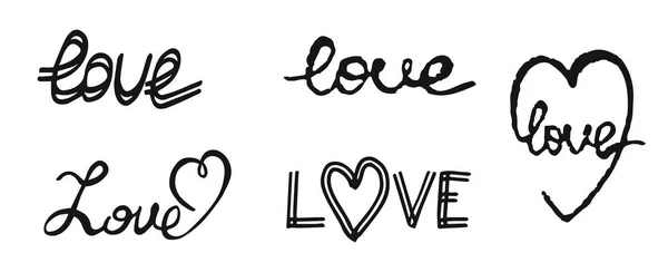 Escribir a mano el amor texto. Elementos de diseño para San Valentín . — Vector de stock