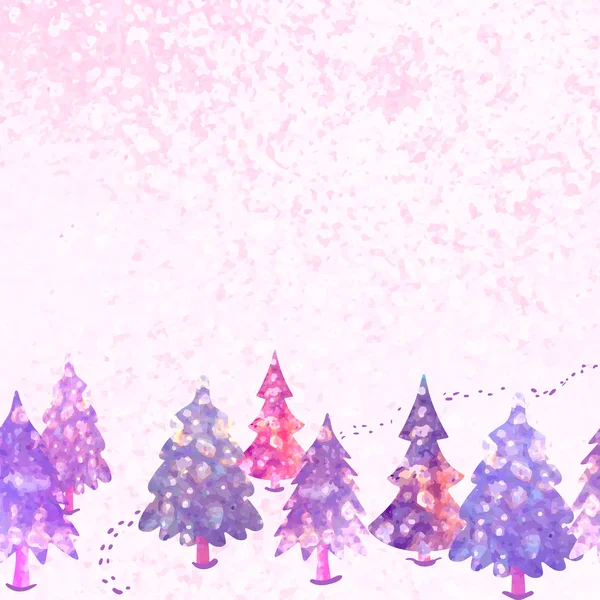 Ilustración colorida vectorial del paisaje forestal de invierno — Vector de stock