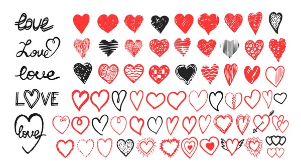 Hand drawn hearts. Design elements for Valentine day. — Stock Vector