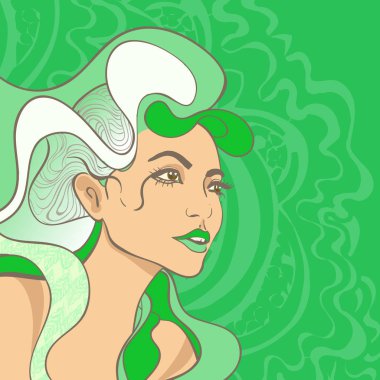 Vektör renkli kız portre