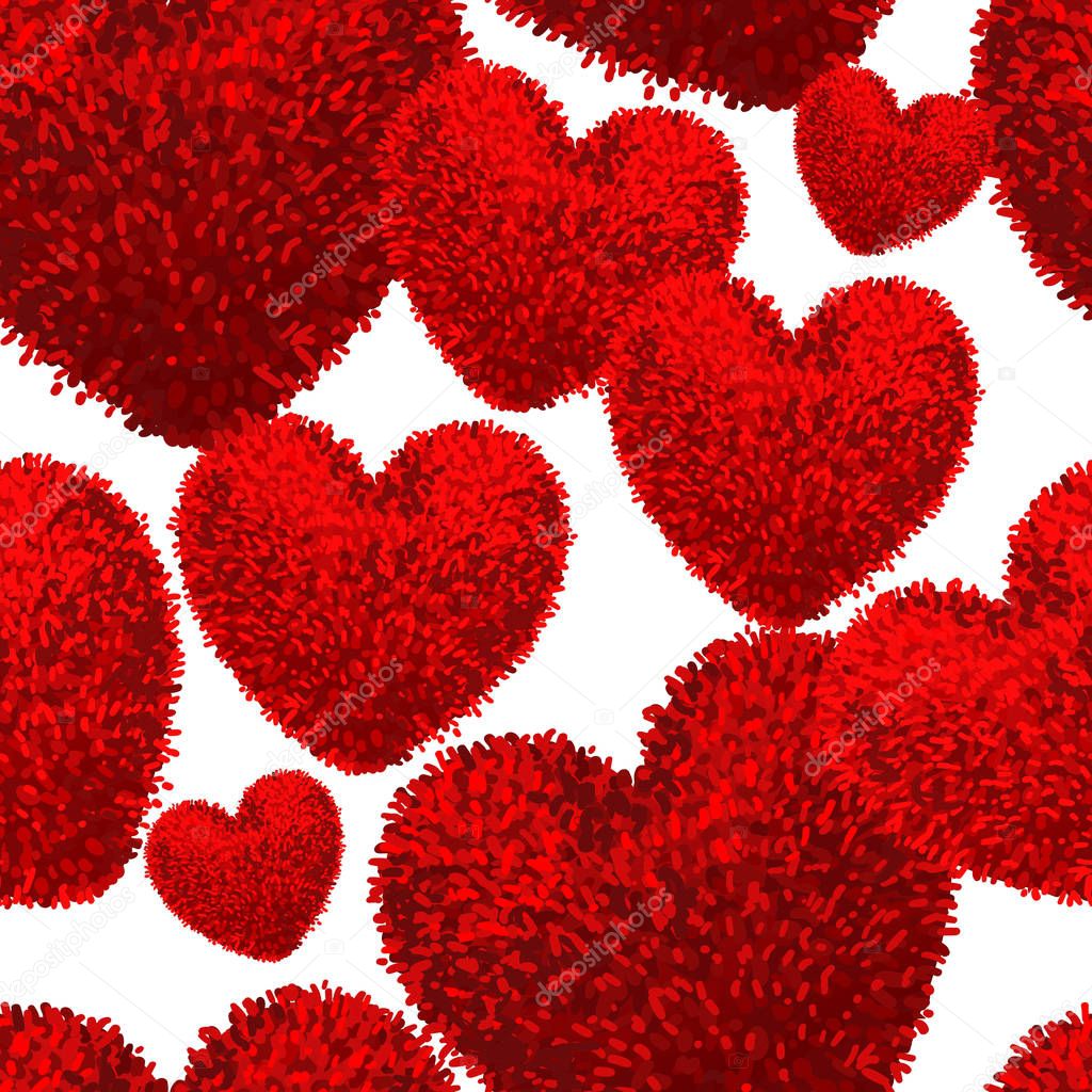 Seamless pattern with fluffy soft heart