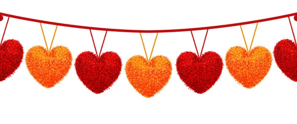 Decortive στοιχεία με pom-poms σε σχήμα καρδιάς — Διανυσματικό Αρχείο