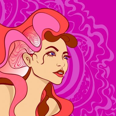 Vektör renkli kız portre