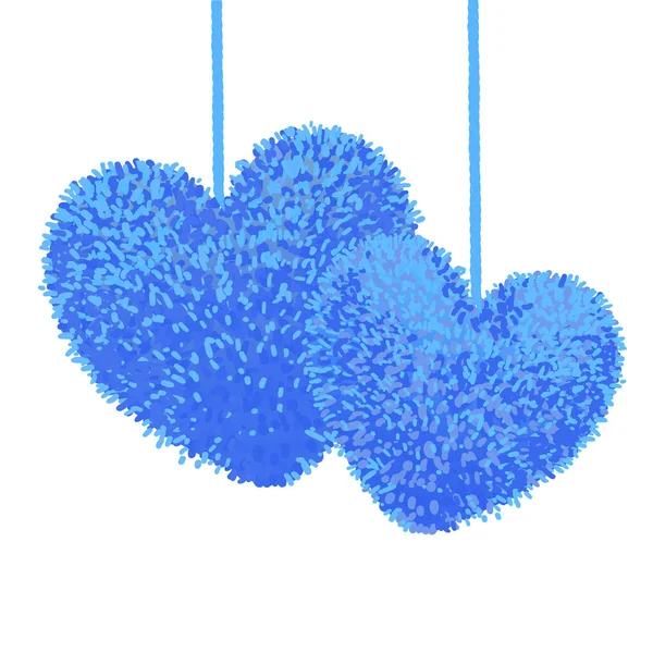 Fluffy pom-poms in the shape of a heart — Stock Vector