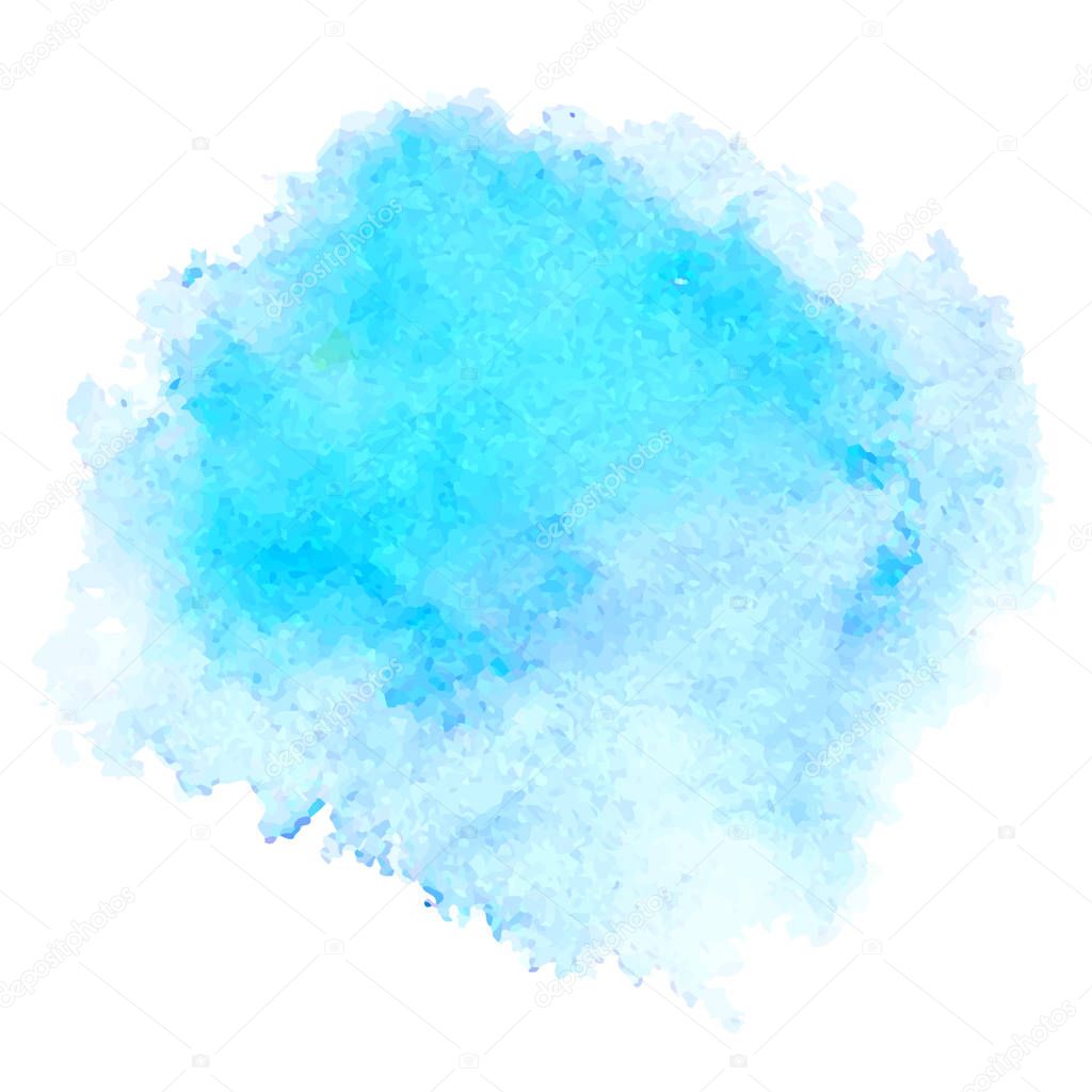 Blue watercolor stain isolated on white background