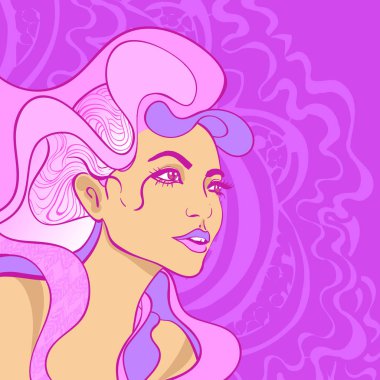 Vektör renkli kız portre