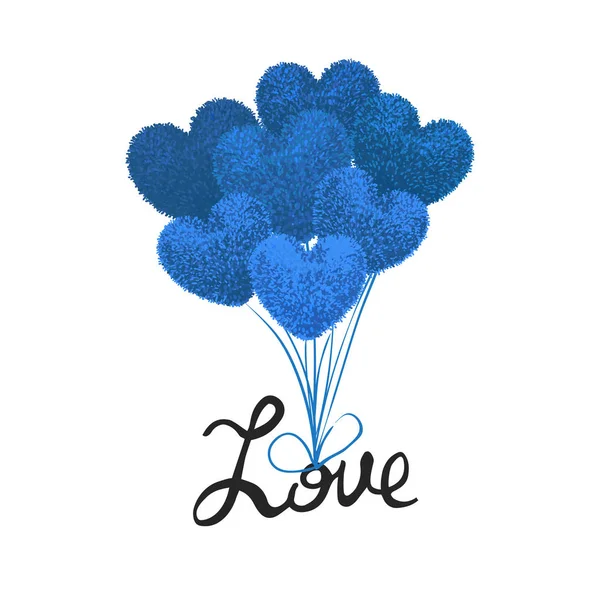 Vector colorido ilustración de globos esponjosos en la forma de un corazón — Vector de stock