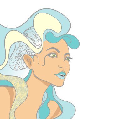 Vektör renkli kız portre