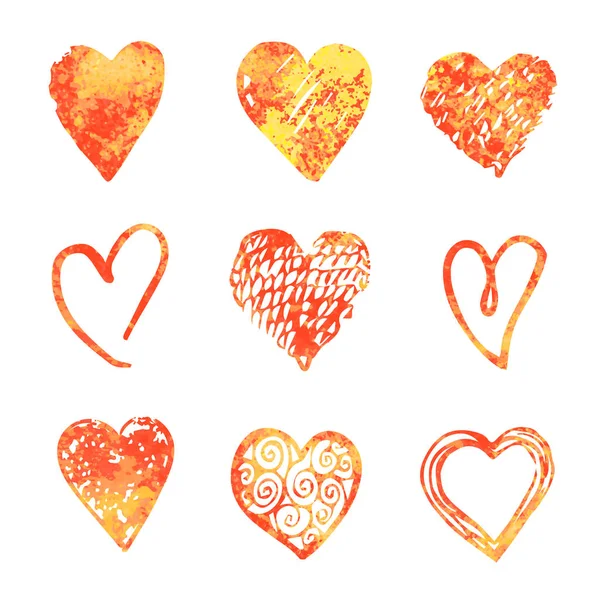 Hand drawn hearts. Design elements for Valentine day. — Stock Vector