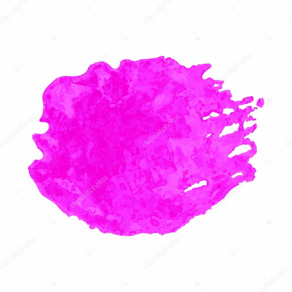 Pink watercolor stain isolated on white background