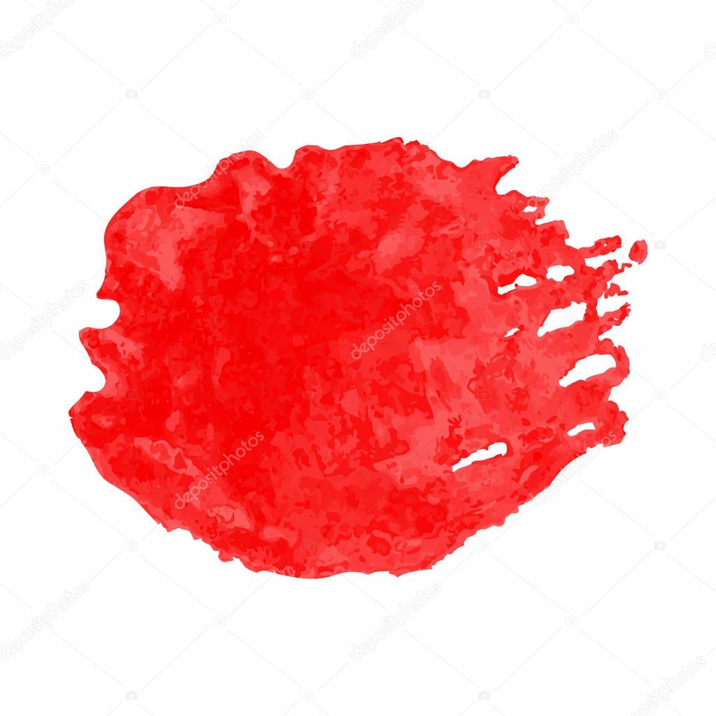 Red watercolor stain isolated on white background