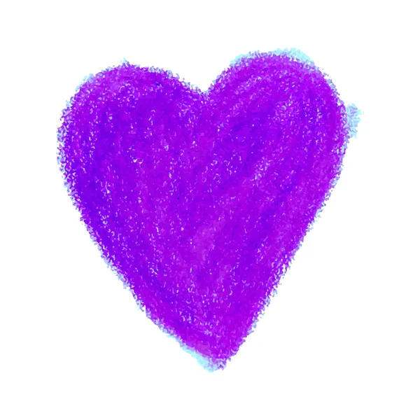 Illustration colorée forme de coeur dessinée avec des crayons de couleur — Image vectorielle