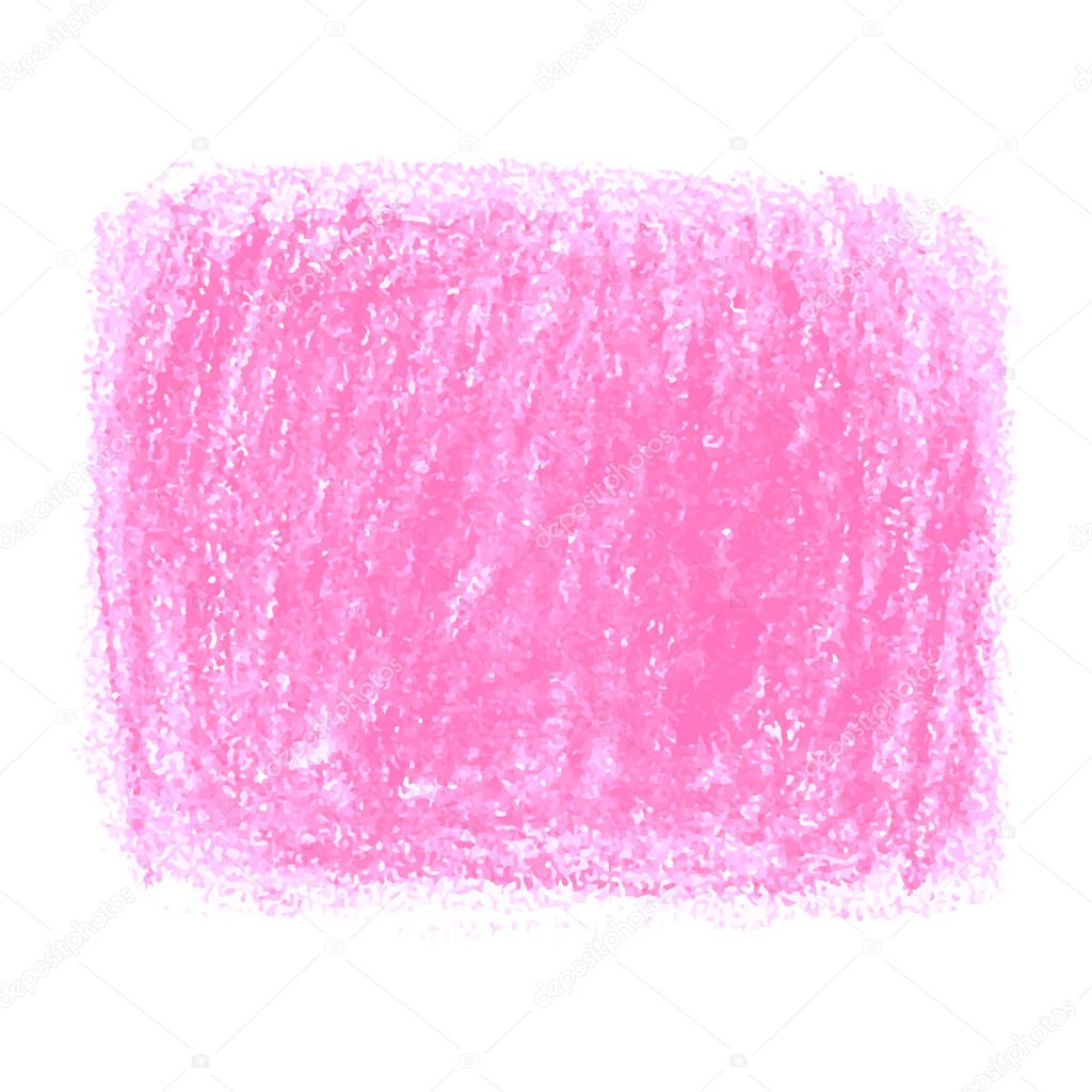 Pink crayon scribble texture stain isolated on white background