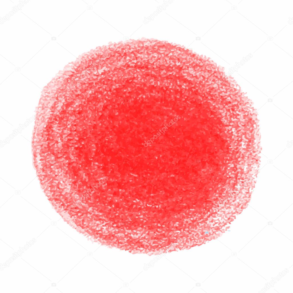 Red crayon scribble texture stain isolated on white background