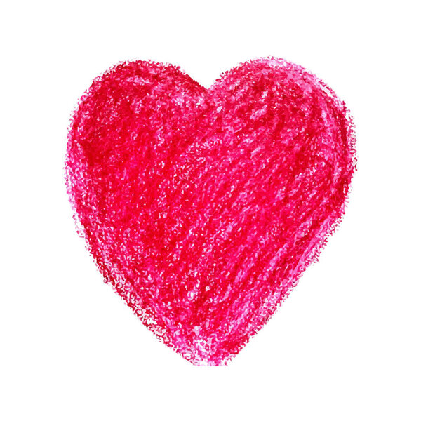 Красочная иллюстрация формы сердца, нарисованная цветными карандашами
