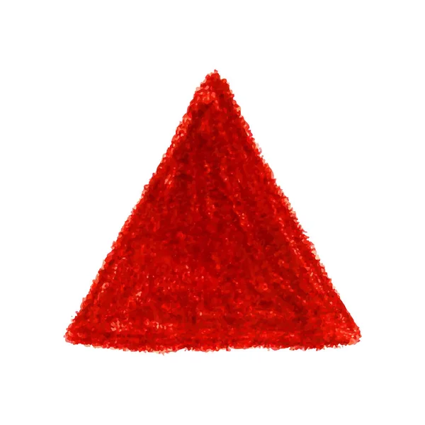 Crayon rouge gribouiller texture tache triangle forme isolé sur fond blanc — Image vectorielle