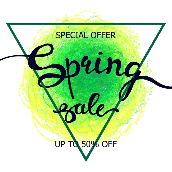 Colorido lápiz garabato cartel venta de primavera — Vector de stock