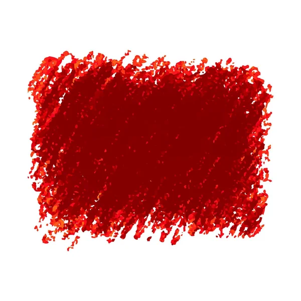 Creyon vermelho textura rabiscar mancha isolada no fundo branco — Vetor de Stock