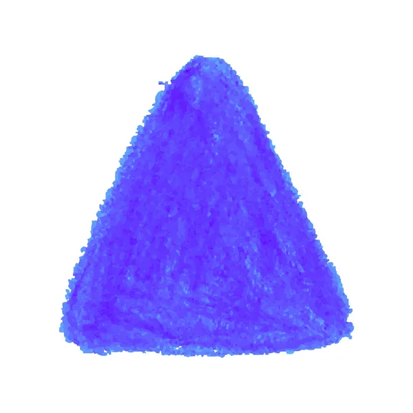 Púrpura crayón garabato textura mancha triángulo forma aislada sobre fondo blanco — Vector de stock