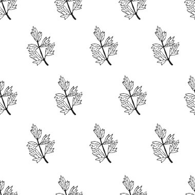Bitkilerin elle çizilmiş illüstrasyon ile dikişsiz desen