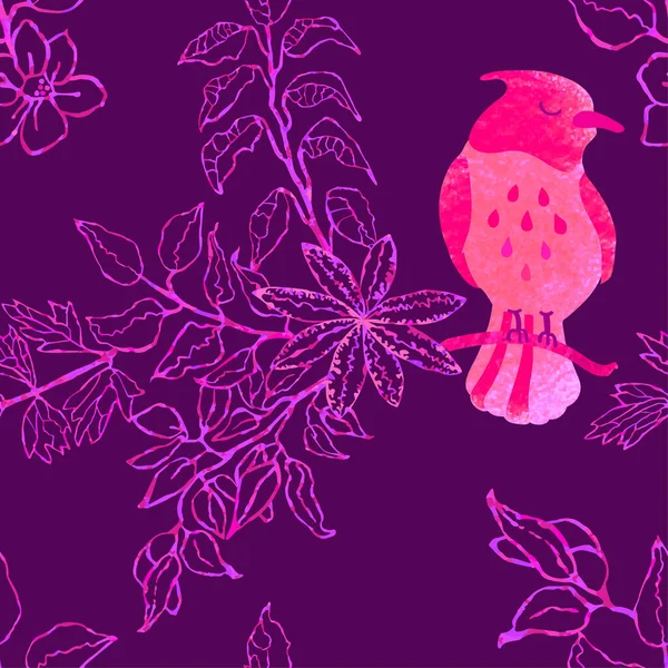 Fond transparent avec des fleurs et des oiseaux — Image vectorielle