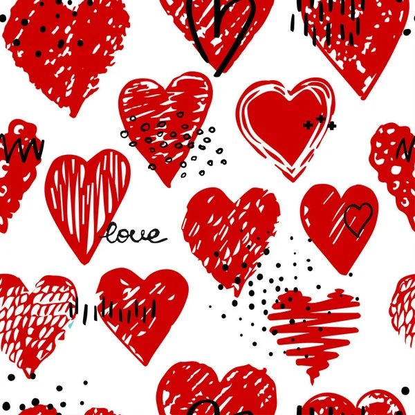 Vector seamless pattern with hearts — Stock Vector