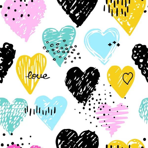 Vector seamless pattern with hearts — Stock Vector