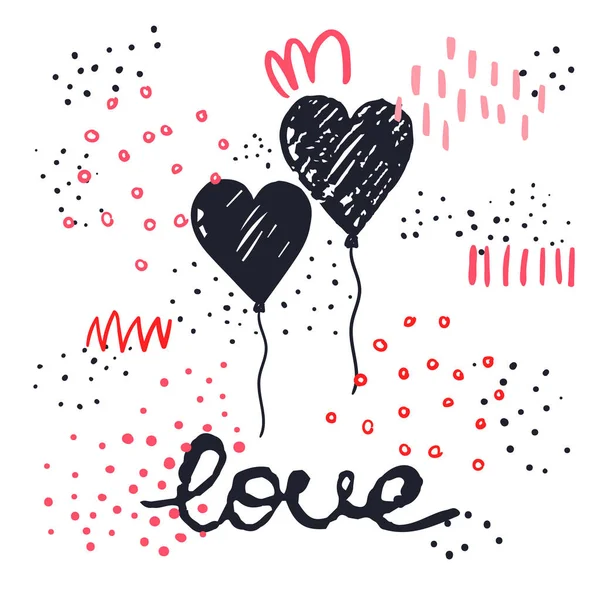 Ilustración vectorial con letras dibujadas a mano. amor — Vector de stock