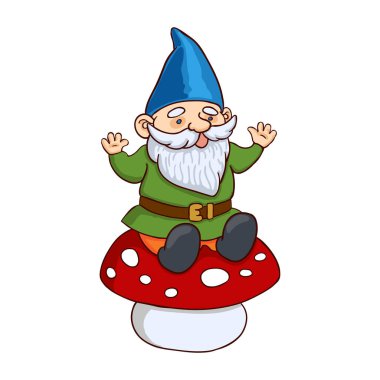 Colorful illustration of garden gnome clipart