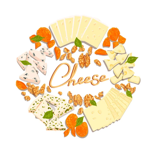 Illustration Reihe von Käse — Stockvektor