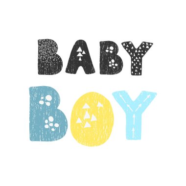 Baby Boy - harfli eğlenceli el çizimi bebek odası posteri