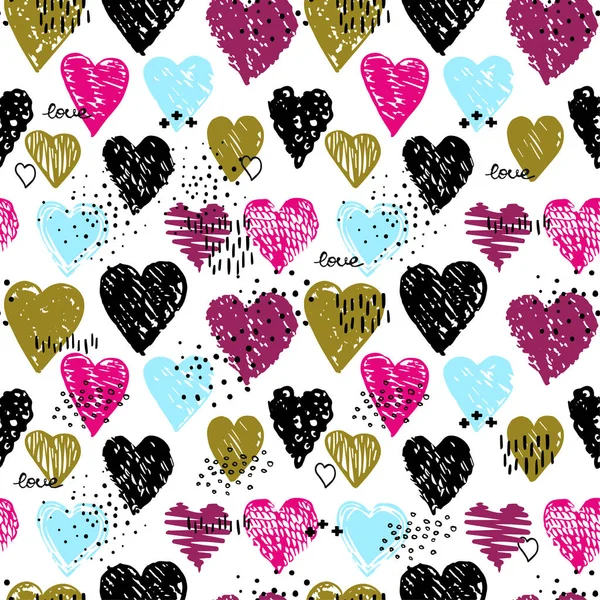 Vector seamless pattern with hearts — Stock Vector