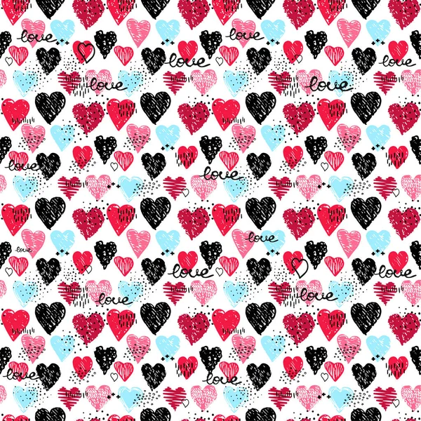 Vector seamless pattern with hearts — Stock Vector
