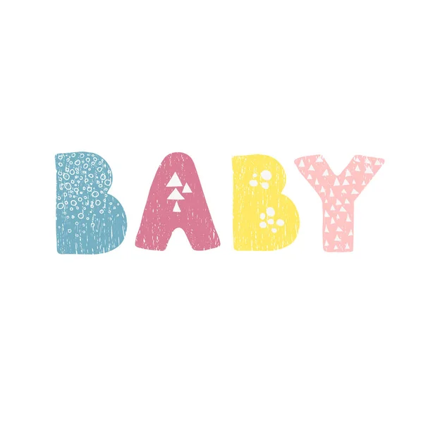 Baby - fun hand drawn nursery poster with lettering — 스톡 벡터