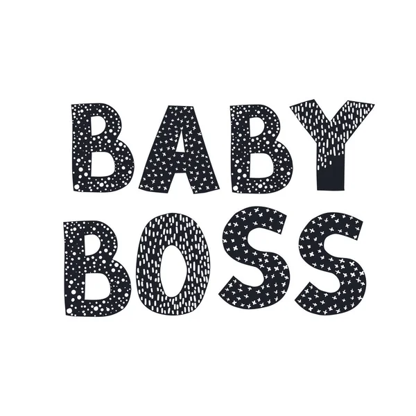 Baby Boss - divertido pôster de berçário desenhado à mão com letras —  Vetores de Stock