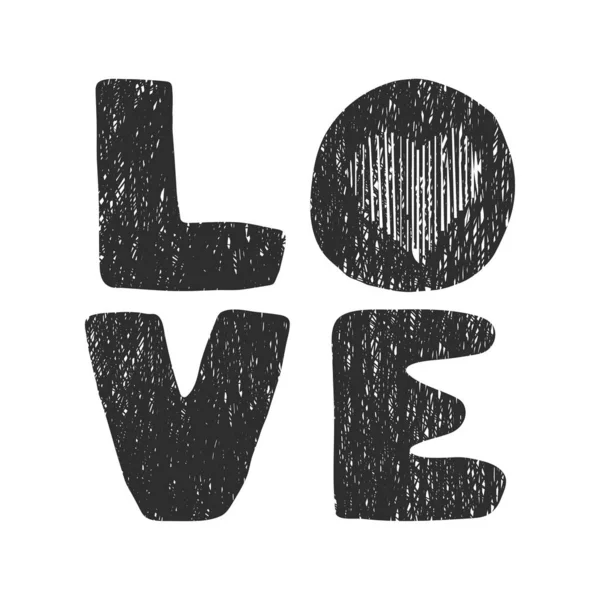 Ilustración vectorial con letras dibujadas a mano. amor — Vector de stock