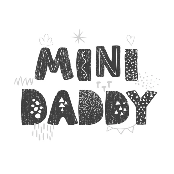Mini mamma - divertente poster disegnato a mano vivaio con scritte — Vettoriale Stock