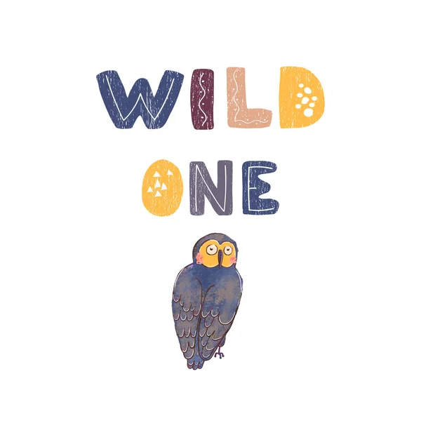 Wild - leuke met de hand getekende kinderposter met belettering — Stockvector